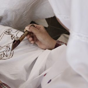 a student is making batik